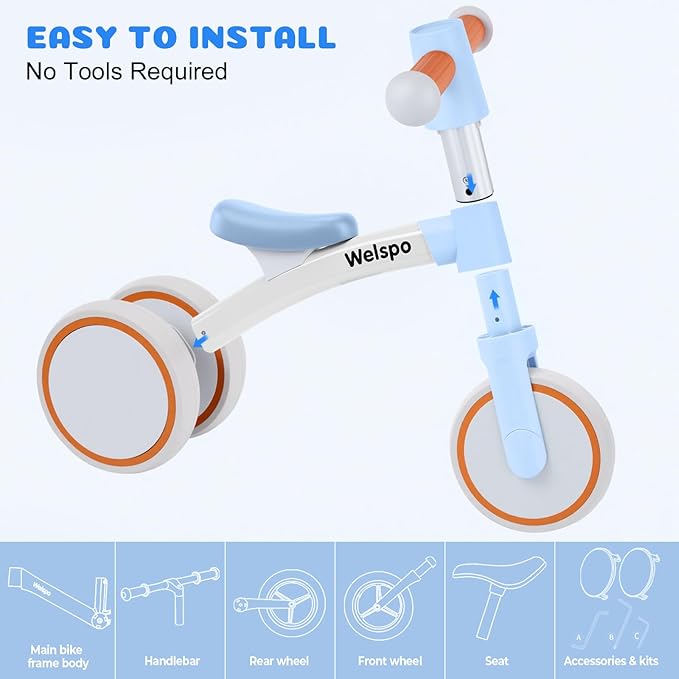welspo Baby Balance Bikes for 1 Year Old Boys Girls 12-24 Months Kids Toddler First Bicycle Infant Walker Children No Pedal 3 Wheels Mini Bike Riding Toys