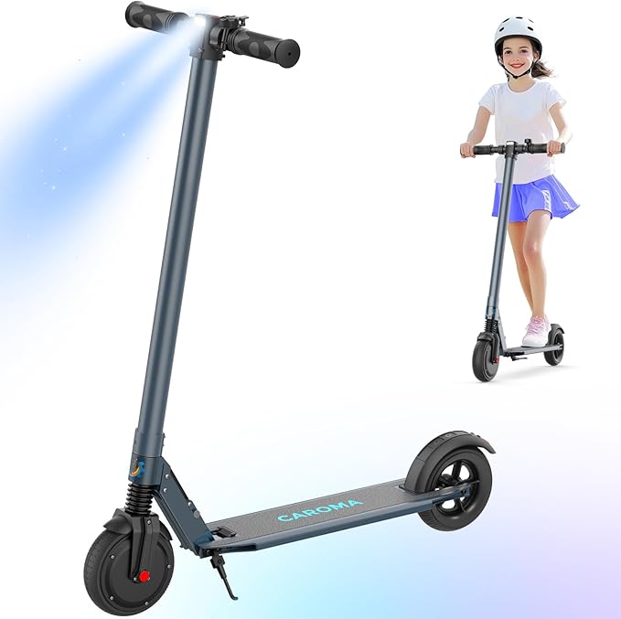 Caroma Electric Scooter for Kids Ages 6-14, 250W/180W/150W Motor & 15 Mph, 85 Mins Ride Time, Adjustable Height & Speed, LED Display, Kids Electric Scooter, Best Gifts for Boys & Girls