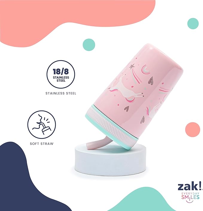 Zak Designs Shells Kelso Tumbler Set, Leak-Proof Screw-On Lid with Straw, Bundle for Kids Includes Plastic and Stainless Steel Cups with Bonus Sipper (3pc Set, Non-BPA)