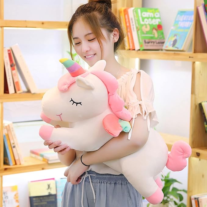 Unicorn Stuffed Animal, Soft Unicorn Plush Hugging Pillow Toy Gifts for Kids (White, 19.6 in)