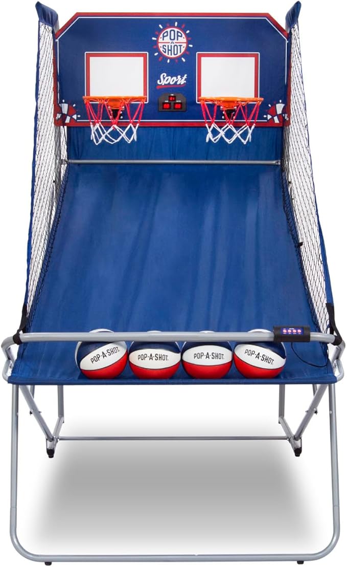 Pop-A-Shot - Dual Shot Sport | Arcade Basketball Game for Home | Paddle Scoring Hoop, 10 Game Modes, 4 Balls | Foldable for Easy Storage | Fun for All Players