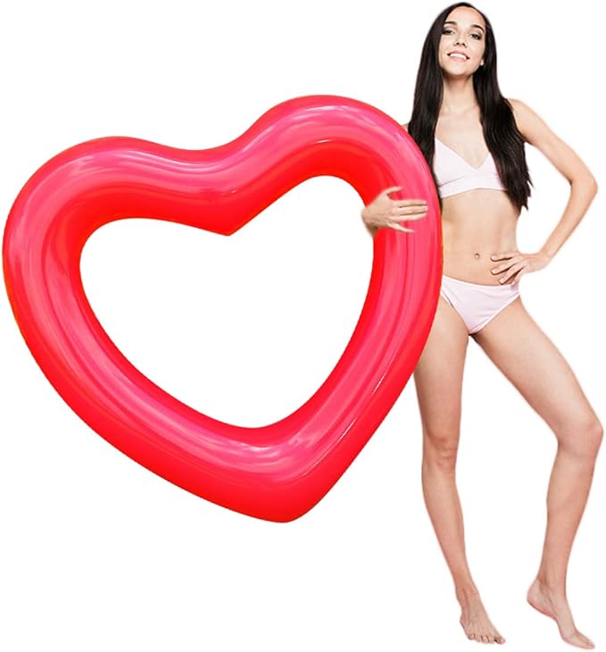 ZHUYNXIR Heart Swimming Pool Float Loungers Tube, Water Fun Beach Party Toys for Kids，Birthday Scene Layout Props.