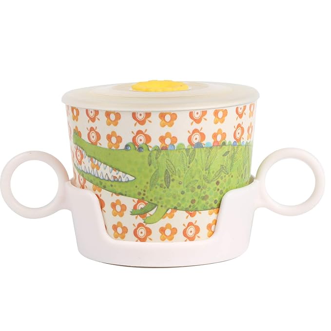 shopwithgreen 7Pcs/Set Bamboo Kids Dinnerware Set - Children Dishes - Food Plate Bowl Cup Spoon Fork Set Dishware, Cartoon Tableware, Dishwasher Safe Kids Healthy Mealtime, BPA Free