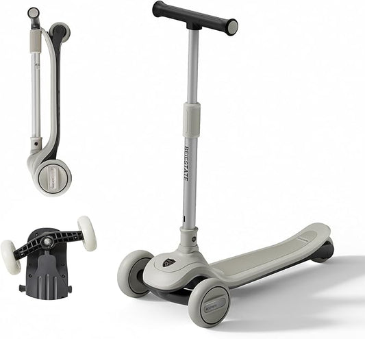 Kids Kick Scooter with Front Wheel Adjustable Steering Angle Control System, 3 Wheel Scooter for Kids Ages 3-18, Max 220 lbs 35.4" T-bar, One-Piece Brake, 3 LED Light Wheels, Scooter for Teens Adults