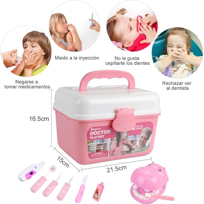 Anpro 46Pcs Doctor Kit for Kids, Medical Toy Doctor Pretend Play kit with Stethoscope Costume Dress-Up,Doctor Play Gift for Toddler