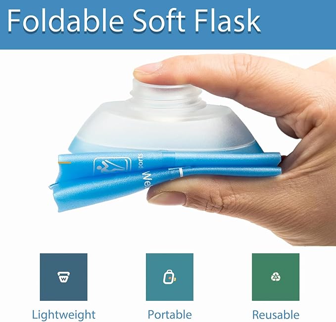 CLINTT 150ml Soft Flask, Foldable Running Water Bottle, TPU Folding Soft Water Flask, BPA-Free Collapsible Flask for Hydration Pack Running Vest, Cycling, Climbing, Hiking - 1Pcs, White