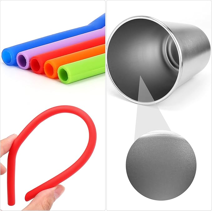 ShineMe 5Pack Kids Cups with Straws and Lids Spill Proof, 12oz Toddler Straw Cups with Colorful Silicone Sleeves, Unbreakable Stainless Steel Water Tumblers for Cold & Hot Drinks