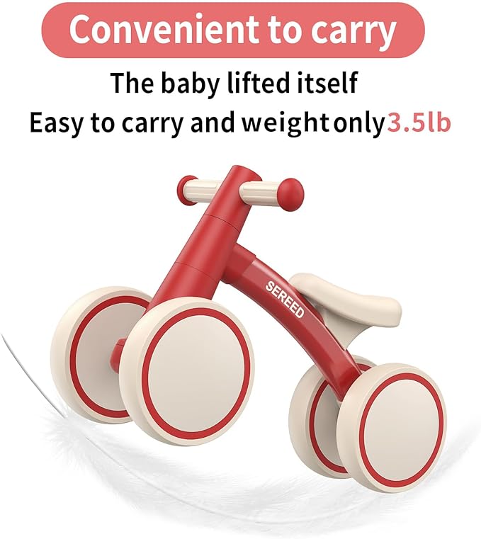 SEREED Baby Balance Bike for 1 Year Old Boys Girls 12-24 Month Toddler Balance Bike, 4 Wheels Toddler First Bike, First Birthday Gifts