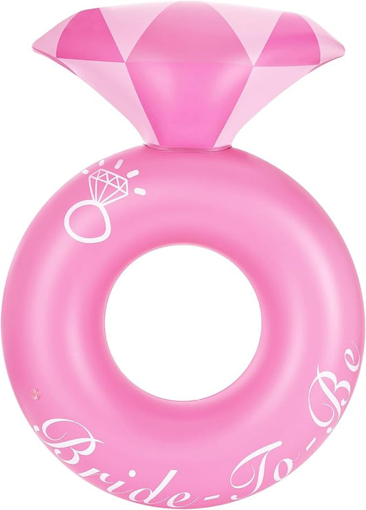HeySplash Pool Floats, Inflatable Diamond Ring Pool Float, Large Engagement Ring Floatie for Bachelorette Party, Swim Tube River Lake Wedding Bride Stagette Decor Fun Toy Raft for Adults, Pink