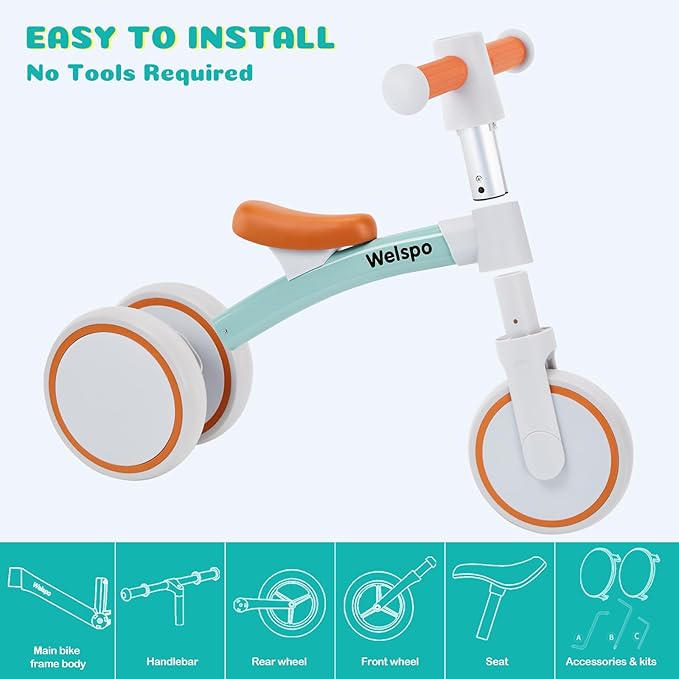 welspo Baby Balance Bikes for 1 Year Old Boys Girls 12-24 Months Kids Toddler First Bicycle Infant Walker Children No Pedal 3 Wheels Mini Bike Riding Toys