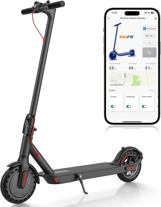 Caroma Electric Scooter Adults, Powerful 350W/500W/750W Motor, Top Speed 20/25 Mph & 18/25/30 Miles Range, 8.5" Solid Tires, Cruise Control E Scooter for Adults (Multiple Options)
