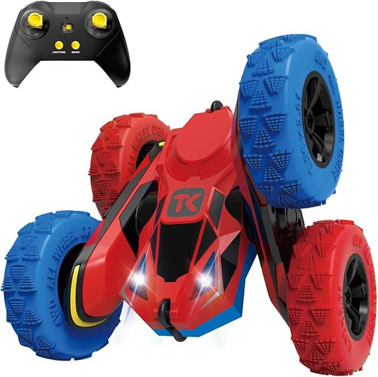 Threeking RC Stunt Car Remote Control Cars with Lights Double-Sided Driving Indoor Outdoor Toys Gifts Presents for 6 7 8 9 10 11 12 Year Old Kids Boys Girls