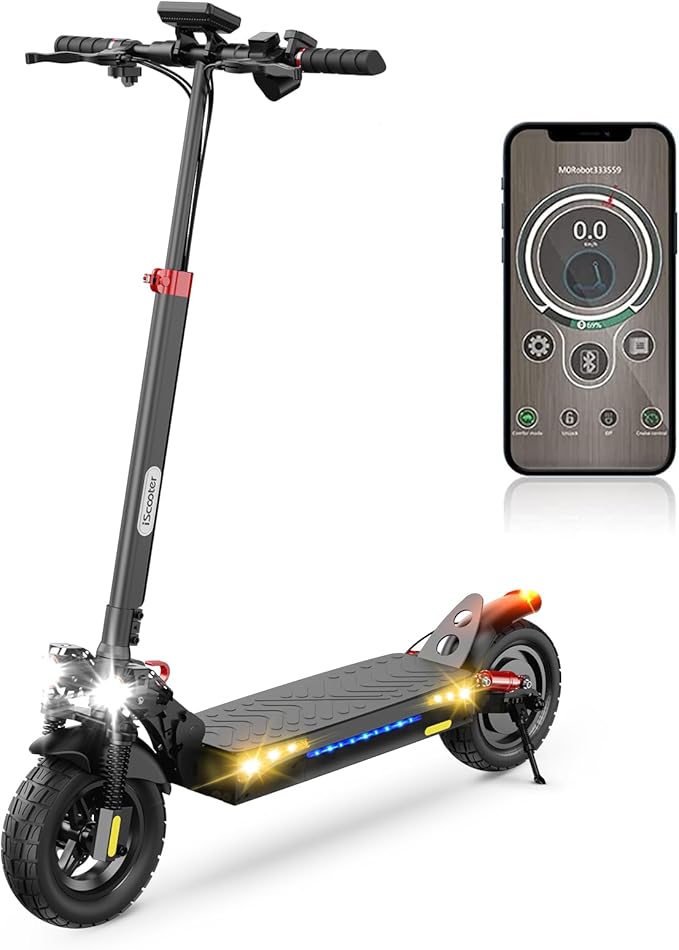 iScooter Electric Scooter, 10" Tires, 800W Motor E-Scooter Up to 25/28 Miles Range, Top Speed 24/28 MPH, Adjustable Handlebar Height, Folding Commuting Electric Scooter for Adults-(Optional Seat)