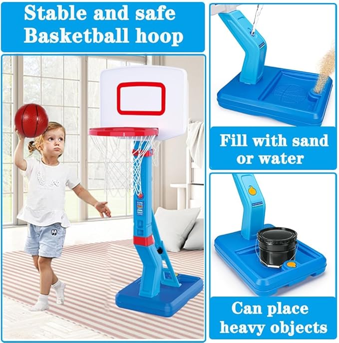 Toddler Basketball Hoop Height Adjustable Kids Basketball Hoop for Indoor Outdoor Play Portable Basketball Goal Poolside for Swimming Pool Basketball Toy for Kids Boys Girls