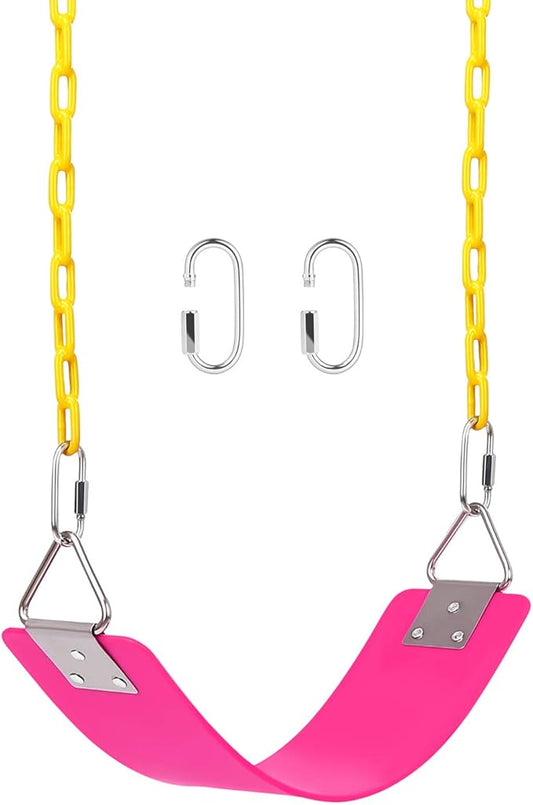 AGPTEK Swing Set, Seat with 66 Inch Anti-Rust Chains Thermoplastic Coated, Support 250lb, Cushion Accessories Replacement with Snap Hooks for Outdoors, Playground, Jungle & Gym - Pink