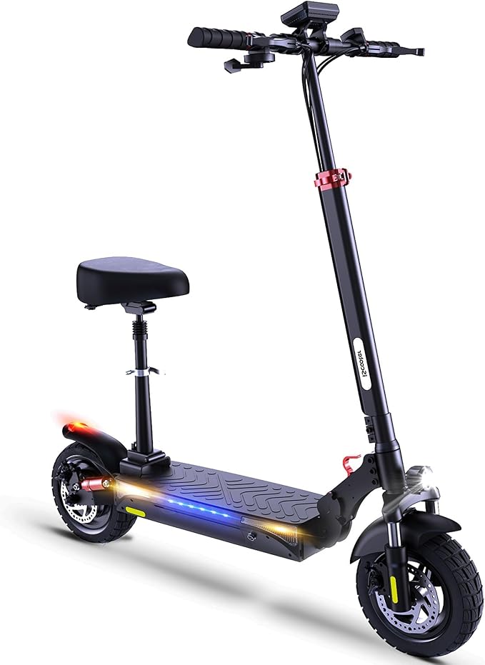 iScooter Electric Scooter, 10" Tires, 800W Motor E-Scooter Up to 25/28 Miles Range, Top Speed 24/28 MPH, Adjustable Handlebar Height, Folding Commuting Electric Scooter for Adults-(Optional Seat)