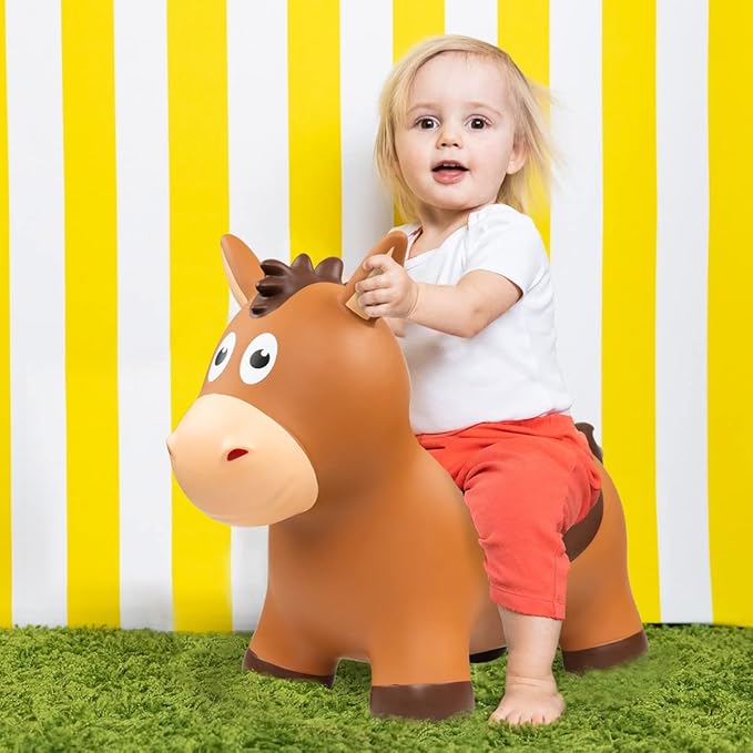 PlayZap Bouncy Horse Hopper, Bouncy Animals Hopper for Toddlers, Inflatable Jumping Ride on Bouncer, Kids Hopping Toys for 18M 2 3 Years Old Boys Girls Gifts