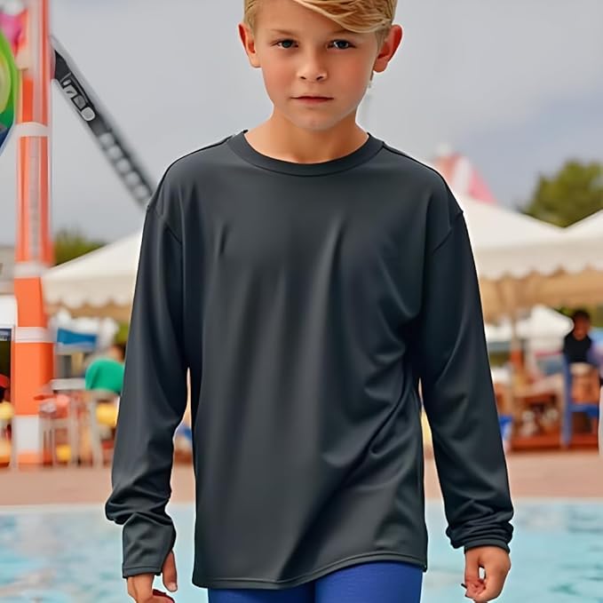 INGEAR Boys' Rash Guard UPF 50+ Swim Shirt - Lightweight, Quick-Dry, Durable Sun Protection for Swimming, Sizes XS-XL