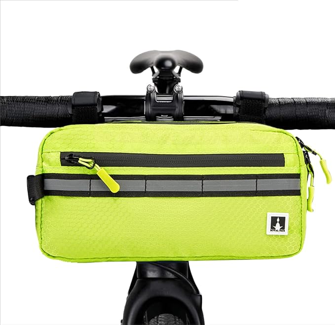 Waterproof Bike Bag, Front Handlebar Bag, Kids Handlebar Bag for Bicycles, Mount Bicycle Bag that converts to Crossbody Bag (Neo Green)