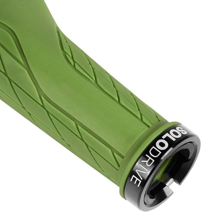 SOLODRIVE Ergonomic Design Mountain Bike Grips, Comfortable Bicycle Handlebar Grips, Single Lock-on and Non-Slip MTB Handle, Fit MTB, E-Bike, Hybrid, Scooter