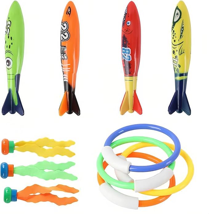 Diving Pool Toys for Kids,Swimming Water Toys with Dive Rings,Underwater Training Playing for Kids 5 12 Years Fun Water Swim Toy for Children (A)