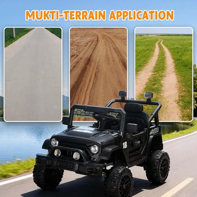 12V Kids Car, 4x4 Electric Car for Kids with Remote Control, LED Headlights & Music, Ride-On Truck Toy Gift for Boys Girls 3-8 Years (Black)