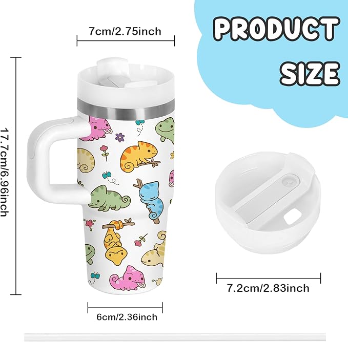 Axolotl Gifts for Kids - 14oz Cute Kids Axolotl Tumbler with Handle and Straw, Stainless Steel Insulated Water Cup, for Sport, School, Travel - Axolotl Lovers Gift for Children Birthday Gift Cup(1pc)