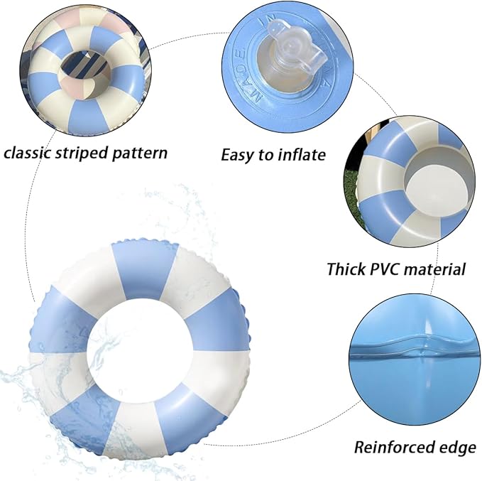 Children Swimming Ring, Inflatable Pool Floats Swim Tube Raft Toy with Fruits Mermaid Decorations Summer Water Fun Lounge Beach Lake Party Supplies for Kids