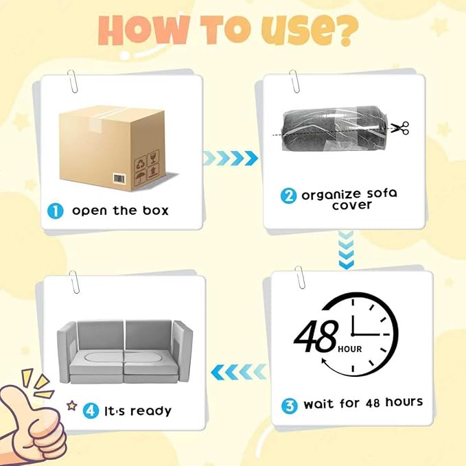 12Pcs Modular Kids Play Couch Multifunctional Foam Toddler Sofa Convertible Kids Sofa Playroom Bedroom Furniture Floor Foam Explorer Couch with Building Fort Feature for Boys and Girls (light gray)