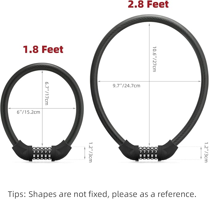 ROCKBROS Bike Lock 5 Digit Cable Lock Lightweight Bicycle Lock Bike Lock Combination Portable Lock for Bike