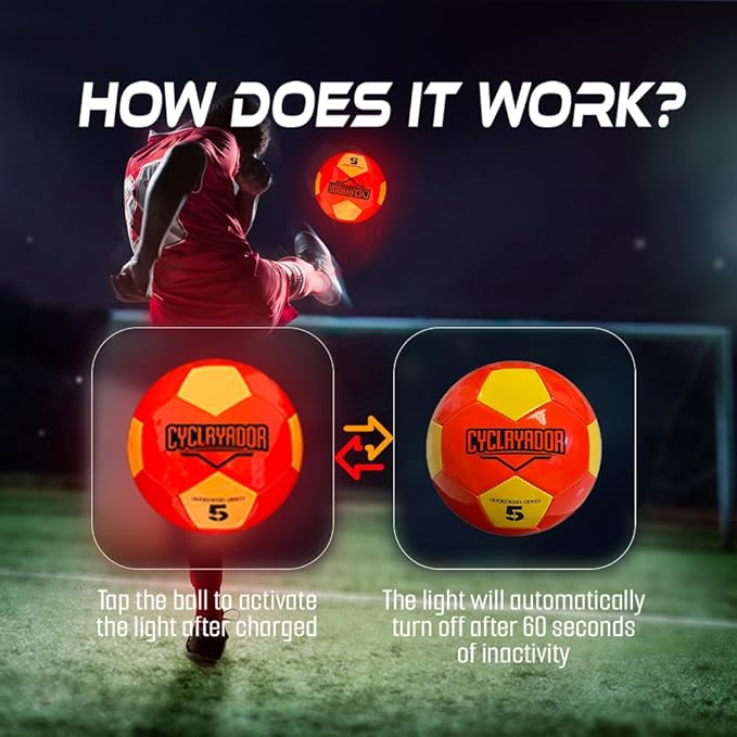 Rechargeable Glow in The Dark Soccer Ball,Size 5 Light up Soccerball,Ideal Soccer Gifts with Pump & Charging Cable Included.