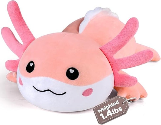 Puffpals Weighted Plush, Cute Axolotl Weighted Stuffed Animal with Beads, Soft Sensory Plush Pillow Toy for Kids & Adults(14.3in 1.4lbs)