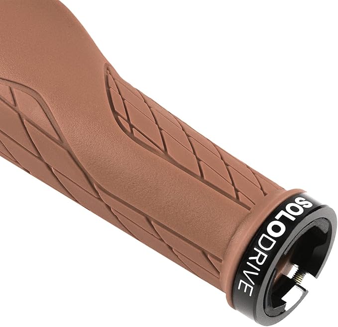 SOLODRIVE Ergonomic Design Mountain Bike Grips, Comfortable Bicycle Handlebar Grips, Single Lock-on and Non-Slip MTB Handle, Fit MTB, E-Bike, Hybrid, Scooter