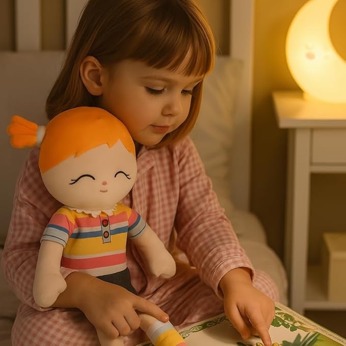 Soft Baby Doll Toys (16'') Baby Rag Doll for Girls Birthday Gift Christmas Plush Toys Gift for Toddler Kids (Orange)