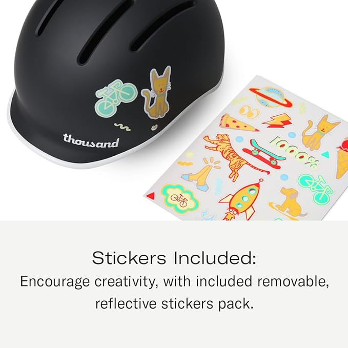 Thousand Kids Helmet – Free Reflective Sticker Pack to Customize, No Pinch Magnetic Buckle, Multi Sport Safety CSPC ASTM CE Certified – Jr Collection
