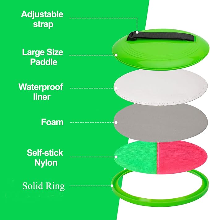 Toss and Catch Game Set,Ball Catch Set, Outdoor Beach Games for Playground Balls Summer Toy for Ages 4-8, Outside for Kids Boys Girl 4 Mitts & 4 Balls