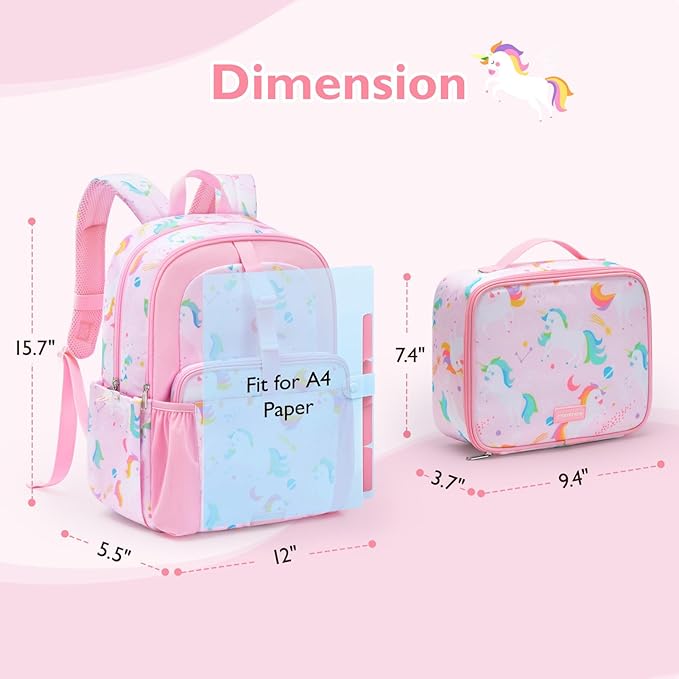 mommore Kids Backpack for Boys Girls Preschool Kindergarten Backpacks Lightweight Elementary School Bookbag with Lunch Box
