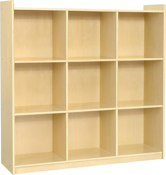 OOOK 9-Cube Storage Organizer, Wooden Storage Cabinet Display Shelf, Kids Bookshelf for Classroom, Playroom, Living Room, Office, etc