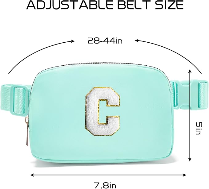 Gitus Birthday Gifts for 8 9 10 11 12 13 Year Old Girls Personalized Fanny Pack Crossbody Bags with Initial Letter Patch Belt Bag for Teen Girls Cute Trendy Stuff Travel Essentials (Mint Green-C)