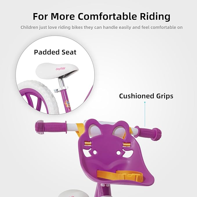 JOYSTAR 12/14 Inch Kids Balance Bike for 18months-5 Years Old Boys Girls, Lightweight Toddler Balance Bikes with Footrest and Handlebar Basket or Doll Seat