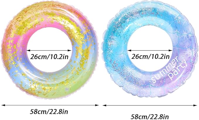 Children Swimming Ring, Inflatable Pool Floats Swim Tube Raft Toy with Fruits Mermaid Decorations Summer Water Fun Lounge Beach Lake Party Supplies for Kids