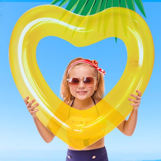 ZHUYNXIR Heart Swimming Pool Float Loungers Tube, Water Fun Beach Party Toys for Kids，Birthday Scene Layout Props.