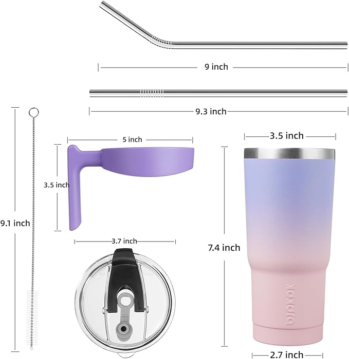 BJPKPK 20 oz Tumbler With Handle And Straw Lid Stainless Steel Travel Mugs Insulated Tumbler Cups,Pastel Sunset