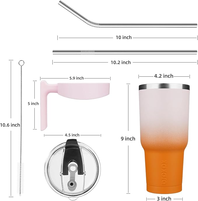 BJPKPK Tumbler With Handle And Straw 40oz Stainless Steel Tumbler With Lid Insulated Coffee Cups,Coral (Pack of 2)