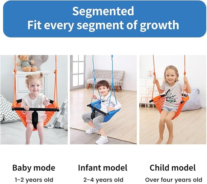 2 -in- 1 Toddler Swing. Swing Seat for Kids with Adjustable Ropes, for Kids Heavy Duty Rope Play Secure Children Swings Set, for Outdoor Indoor, (Blue+Pink)