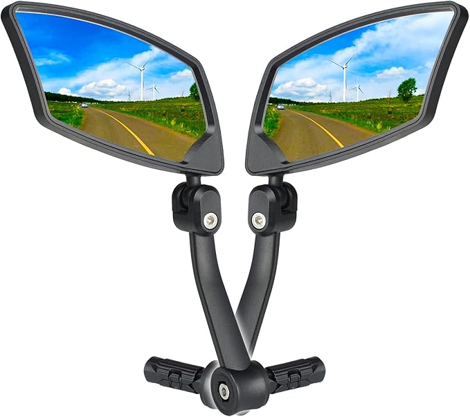 Bar End Bike Mirrors 1 PAIR, High–Definition Convex Scratch Resistant Glass Lens E-Bike Mirror,Safe Rearview Mountain Bike Mirror for Left and Right Side BT-018