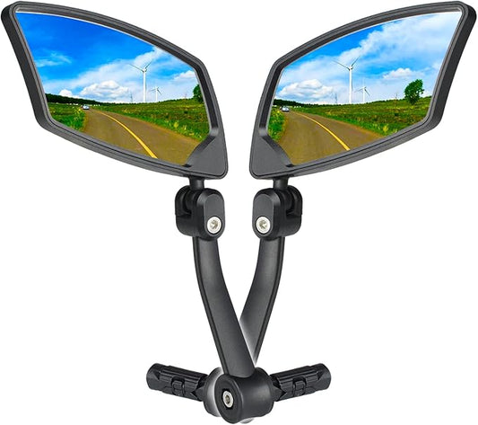 Bar End Bike Mirrors 1 PAIR, High–Definition Convex Scratch Resistant Glass Lens E-Bike Mirror,Safe Rearview Mountain Bike Mirror for Left and Right Side BT-018