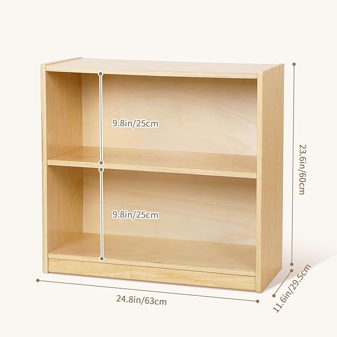 OOOK Montessori Toy Shelf, 2-Tier Wooden Storage Shelf for Kids, Modern Style, Kids Bookshelf and Toy Storage, Classroom, Kindergarten, Playroom, Daycare Center