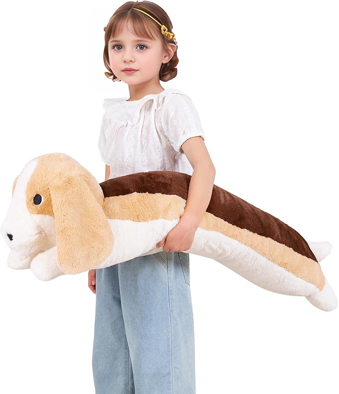 40'' Jumbo Beagle Plush Stuffed Animal, Large Beagle Long Body Pillow Plush Toy, Giant Soft Stuffed Puppy Dog Plushie Gift for Kids Boys Girls, Birthday, Halloween, Christmas