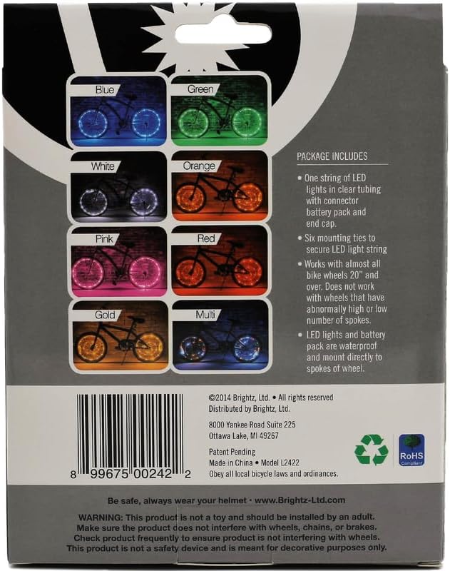 Brightz WheelBrightz LED Bike Wheel Lights - 2025 Edition with Superior Straps & LED-Weatherproof Shield! 14 Colors - Unmatched Durability, Visibility & 48+ Hours of Dazzling Illumination